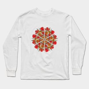 Red Poppy Mandala Long Sleeve T-Shirt